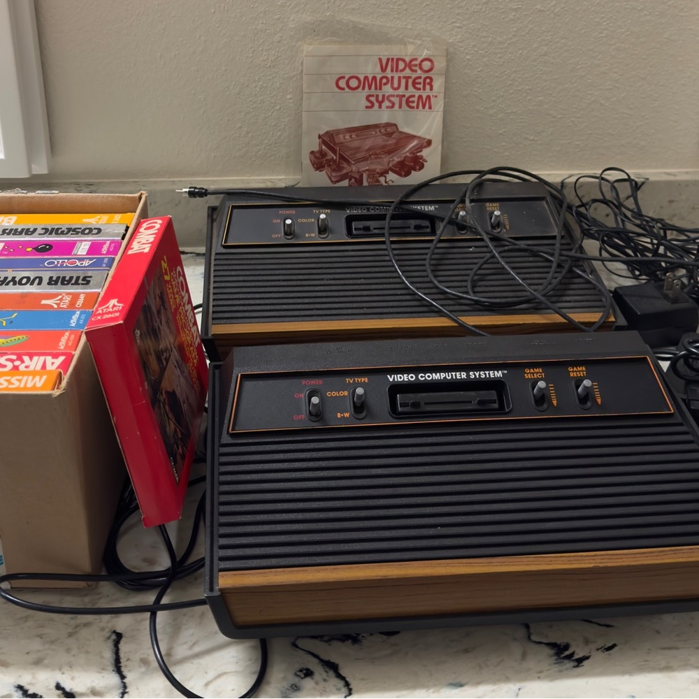 Atari 2600 Consoles & Game LOT. Vintage, Value, Bundle. Untested, Good Condition